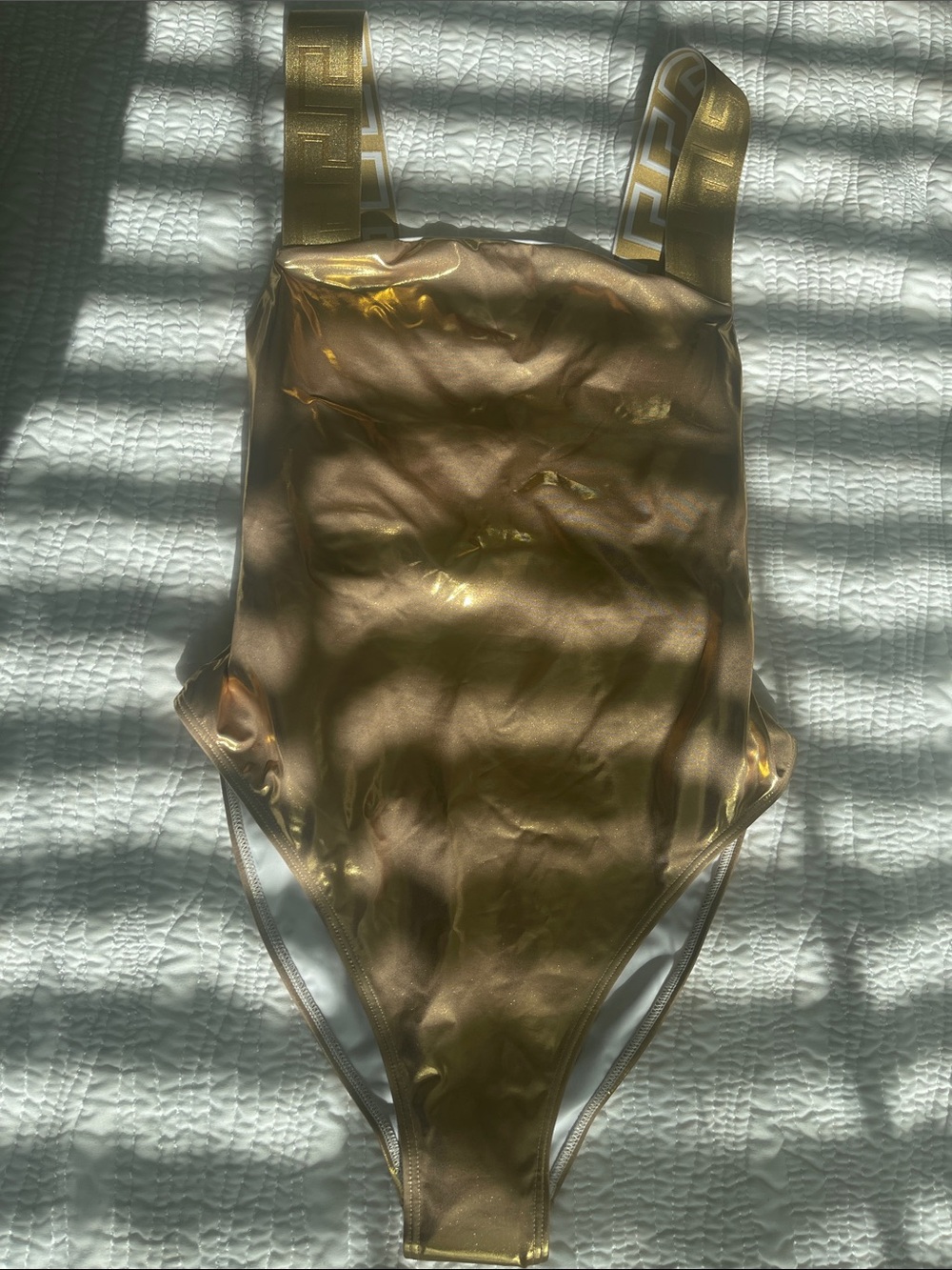 Versace Metallic Gold One-Piece Swimsuit - Picture 5 of 9
